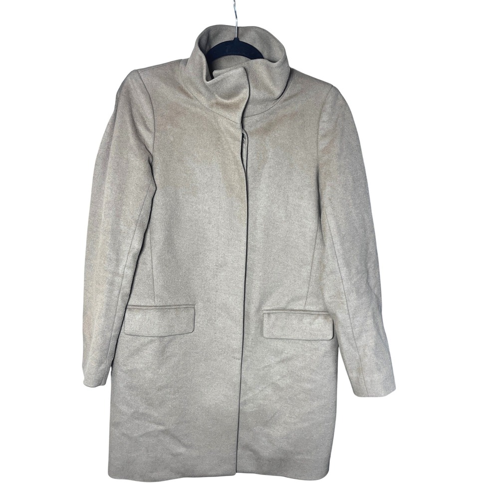 Uniqlo Wool Cashmere Blend Stand Collar Coat Tan XS Capsule Classic Quiet Luxury